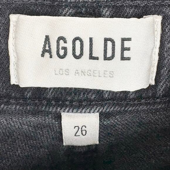 Agolde Nico High Rise Slim Denim Jeans Cotton Stretch Destroyed Button Fly 26 - Picture 7 of 12